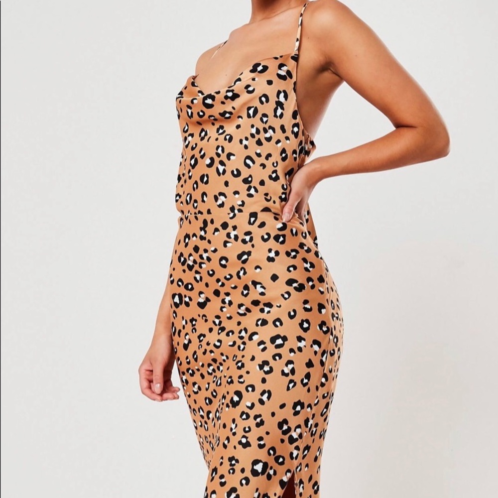 Satin Leopard Print Maxi Dress